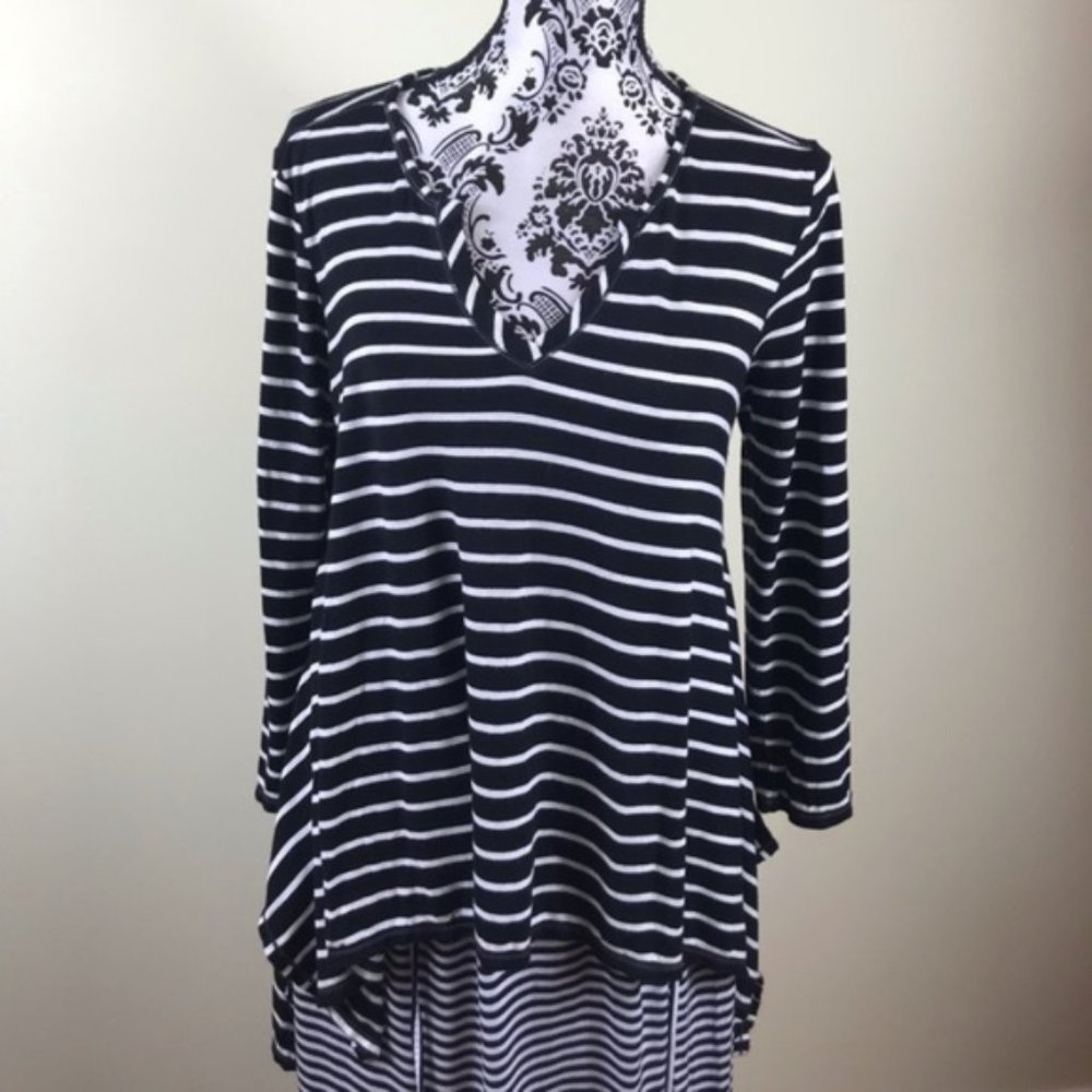 Max Studio Women’s Long Sleeve Shirt Navy White ALSU00213 - Picture 2 of 6